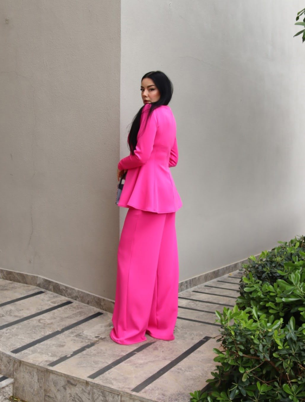 6200 - Scuba Palazzo Pantolon Pembe - Görsel 4