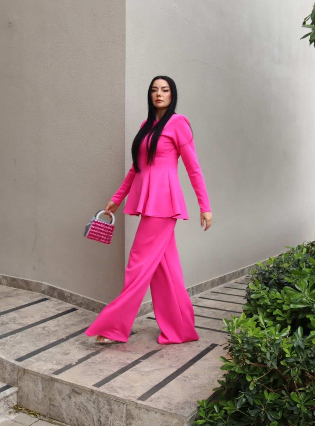 6200 - Scuba Palazzo Pantolon Pembe