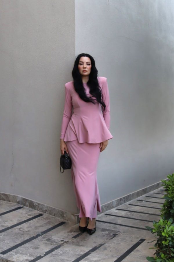 6210 - Peplum Sandy Bluz Pudra (Yaz Serisi)