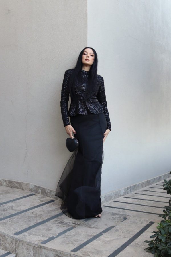 6144 - Peplum Bluz Balık Etek İkili Takım