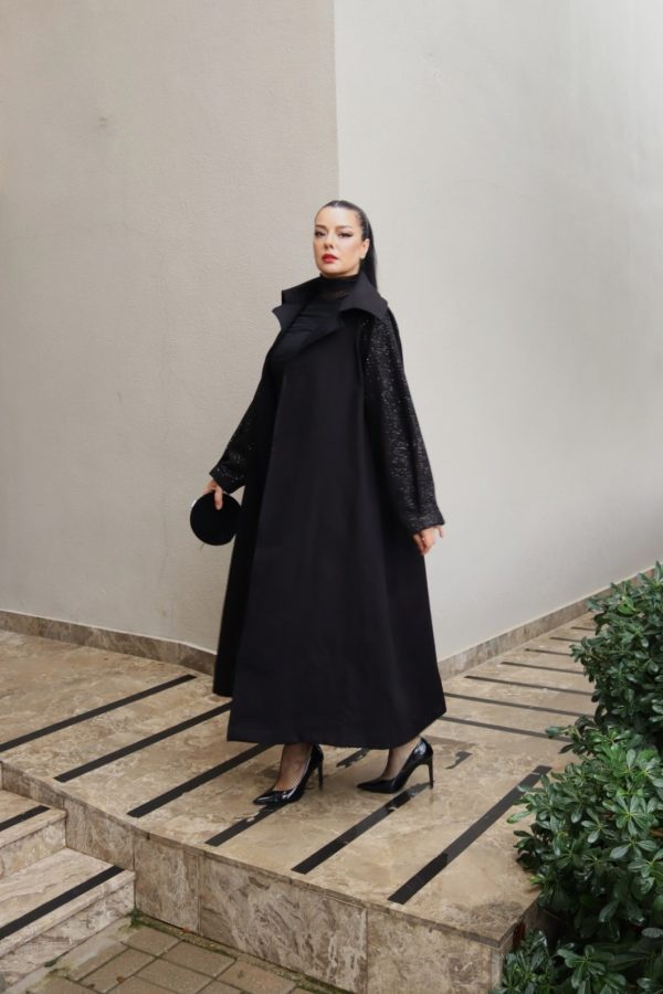 6158 - A Kesim Payet Garnili Gabardin Kaban