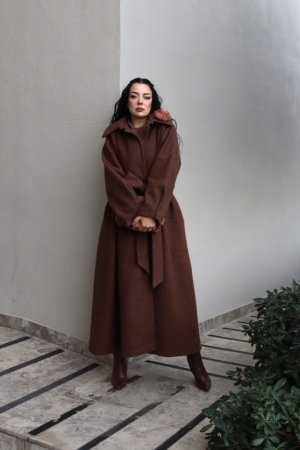 6170 – A Kesim Maksi Boy Buklet Kaban Kahve