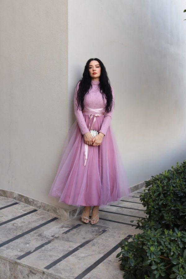 6181 - Dantel Kloş Tül Abiye Elbise