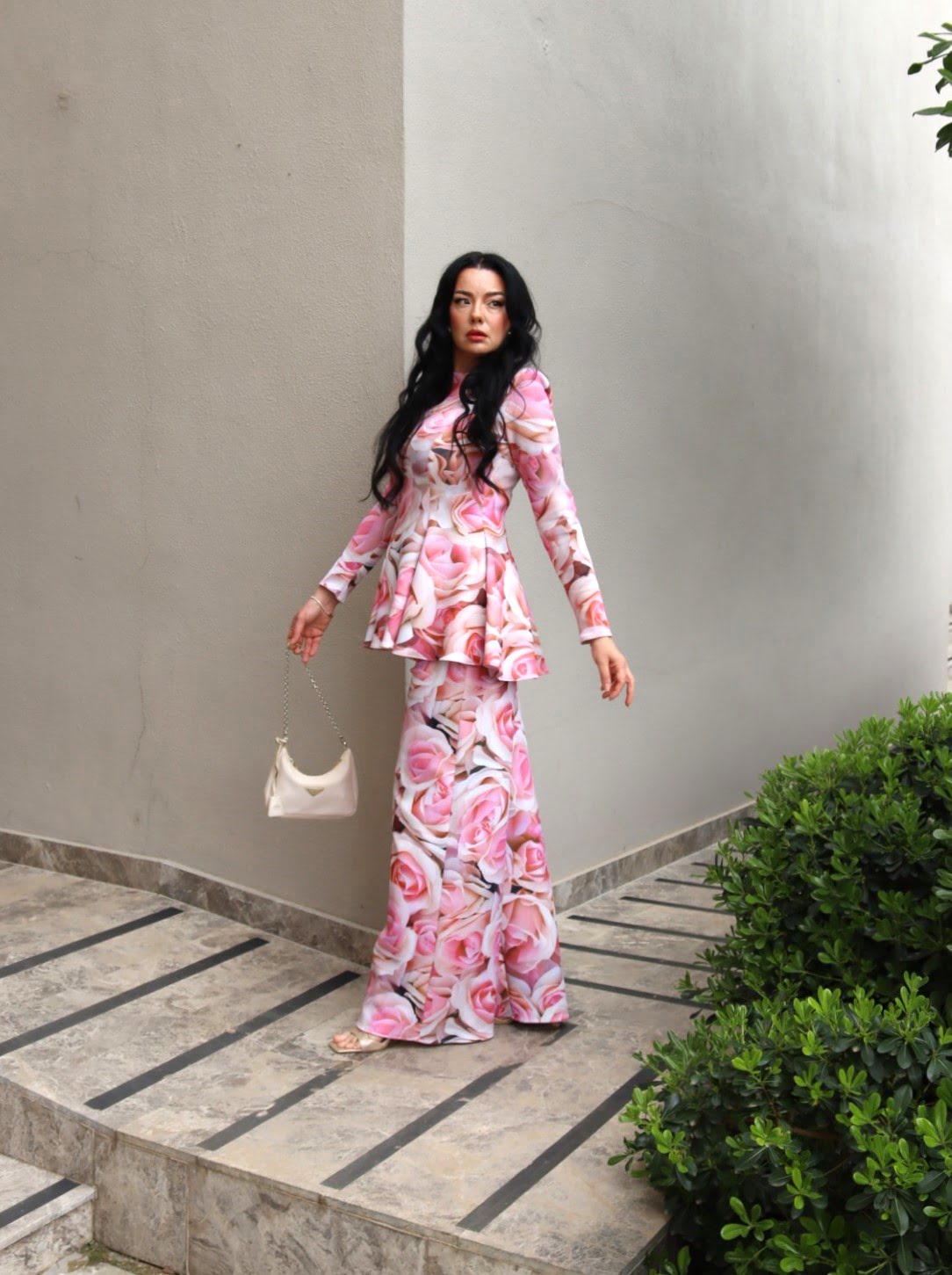 6190 - Puff Scuba Palazzo Pantolon Rose - Görsel 5