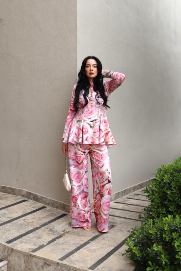 6190 - Puff Scuba Palazzo Pantolon Rose