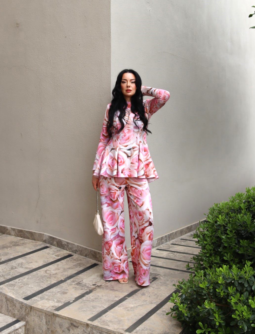 6190 - Puff Scuba Palazzo Pantolon Rose