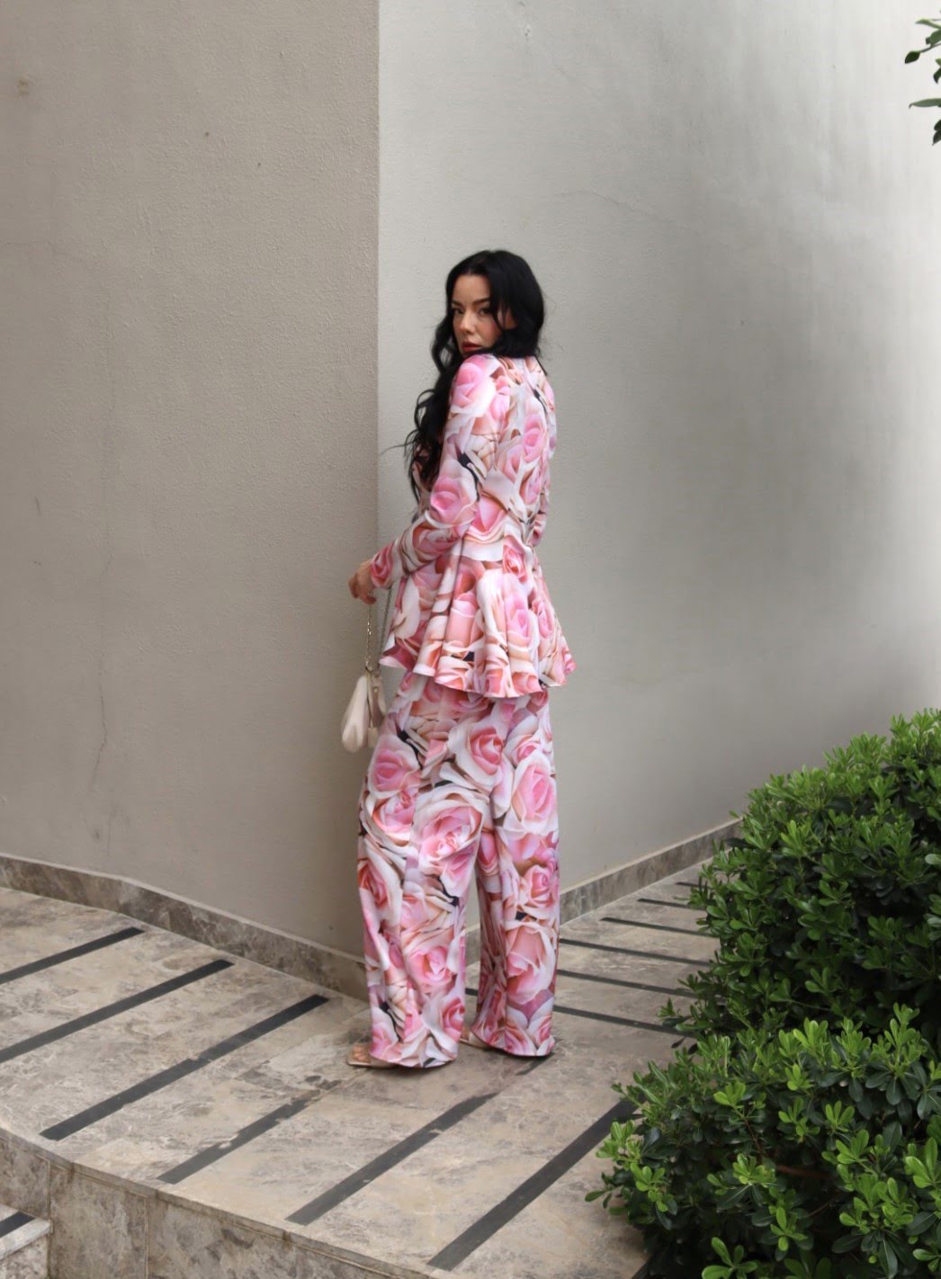 6190 - Puff Scuba Palazzo Pantolon Rose - Görsel 3