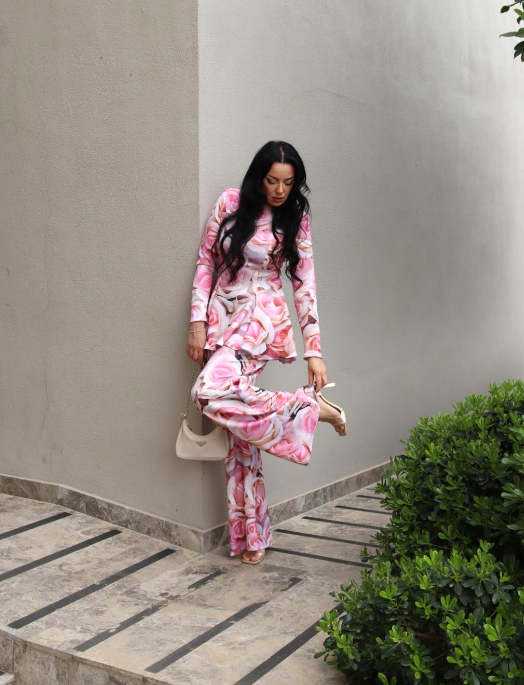 6190 - Puff Scuba Palazzo Pantolon Rose - Görsel 4