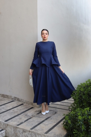 6189 – Peplum Bluz Kloş Etek İkili Takım