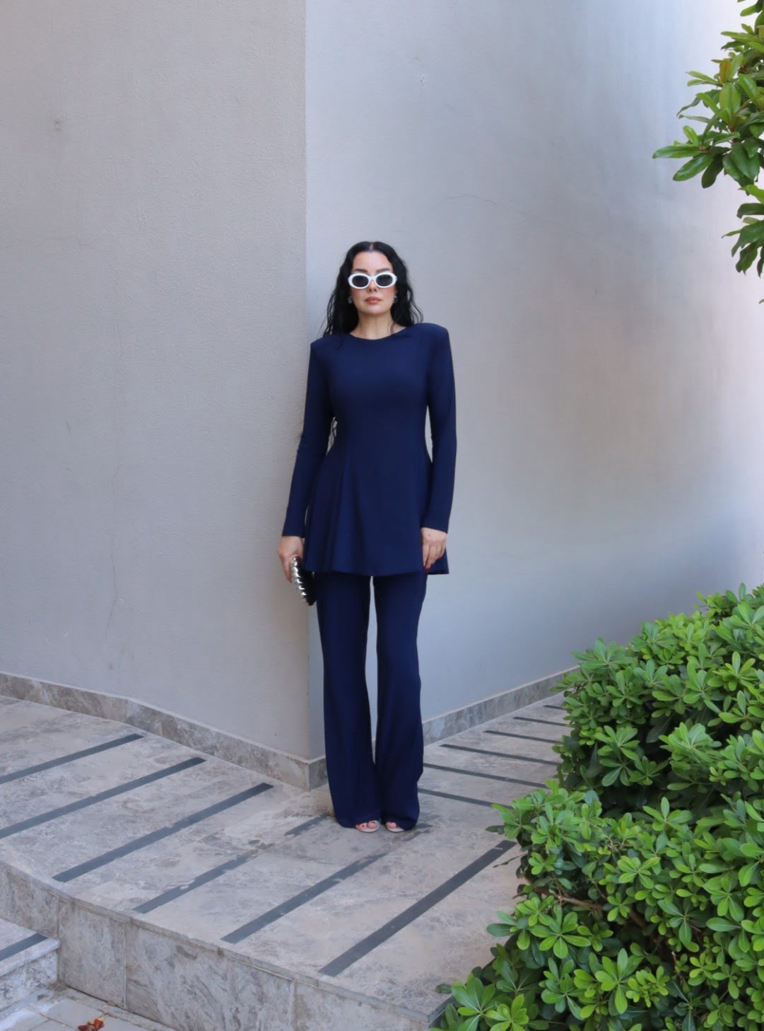 6219 - Peplum Bluz İspanyol Pantolon İkili Takım Lacivert - Görsel 5