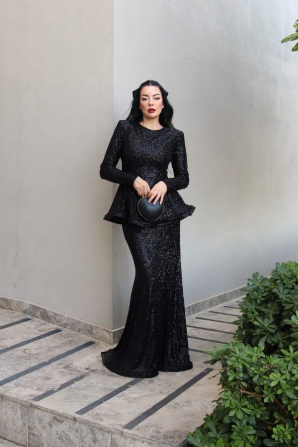 6233 - Payet Peplum Bluz Balık Etek İkili Takım