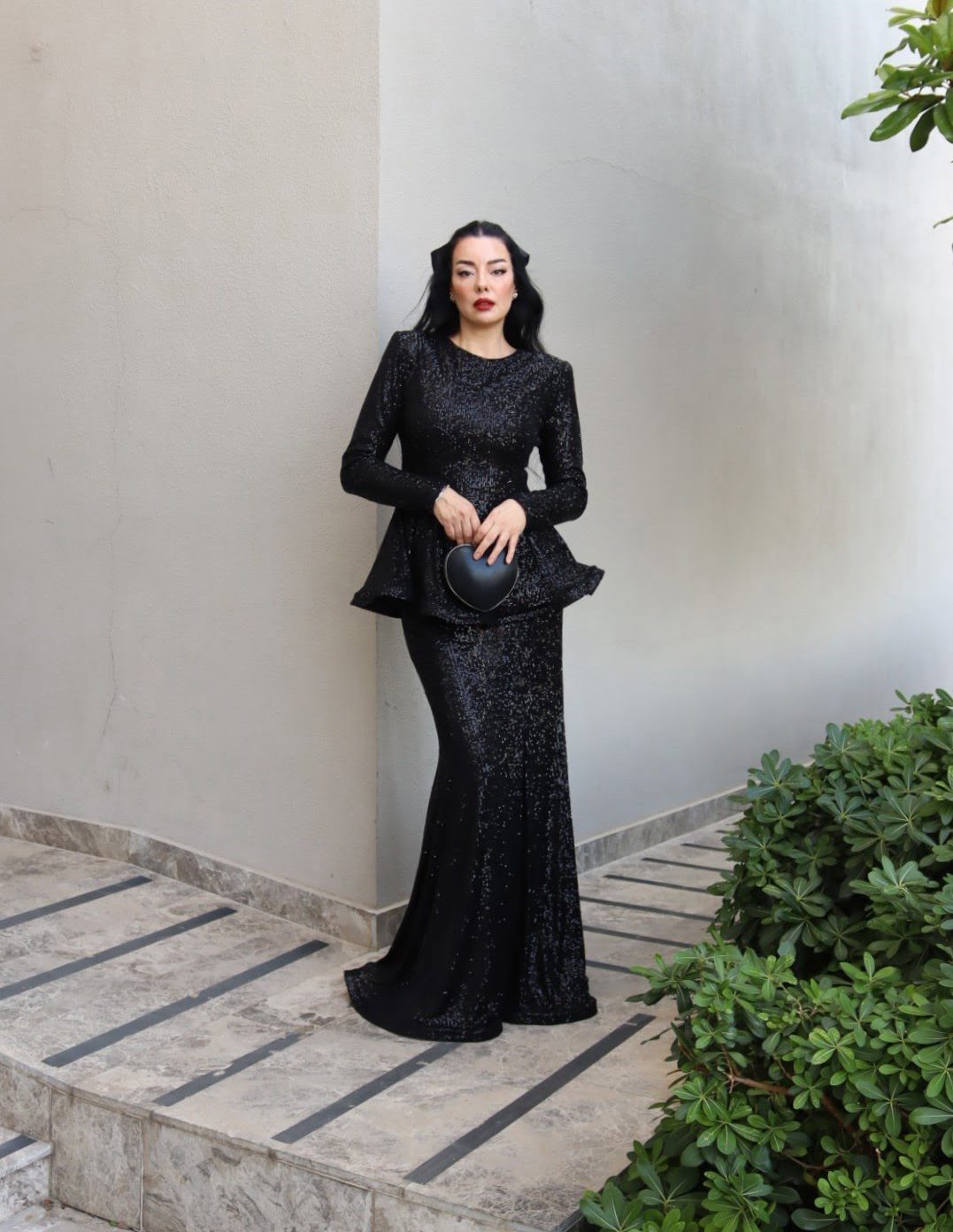 6233 - Payet Peplum Bluz Balık Etek İkili Takım