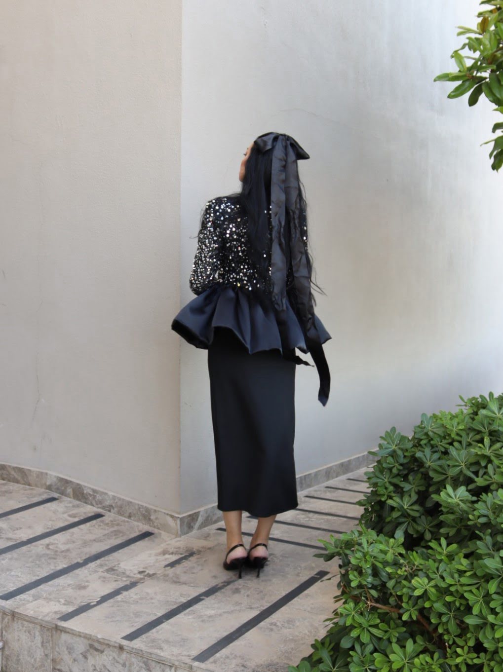 6230 - Gümüş Pullu Peplum Bluz - Görsel 7