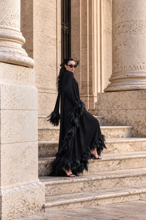 6246 - Otrişli Abaya Elbise Siyah