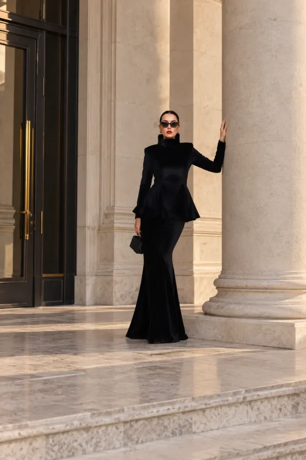 6254 - Peplum Bluz Balık Etek İkili Takım